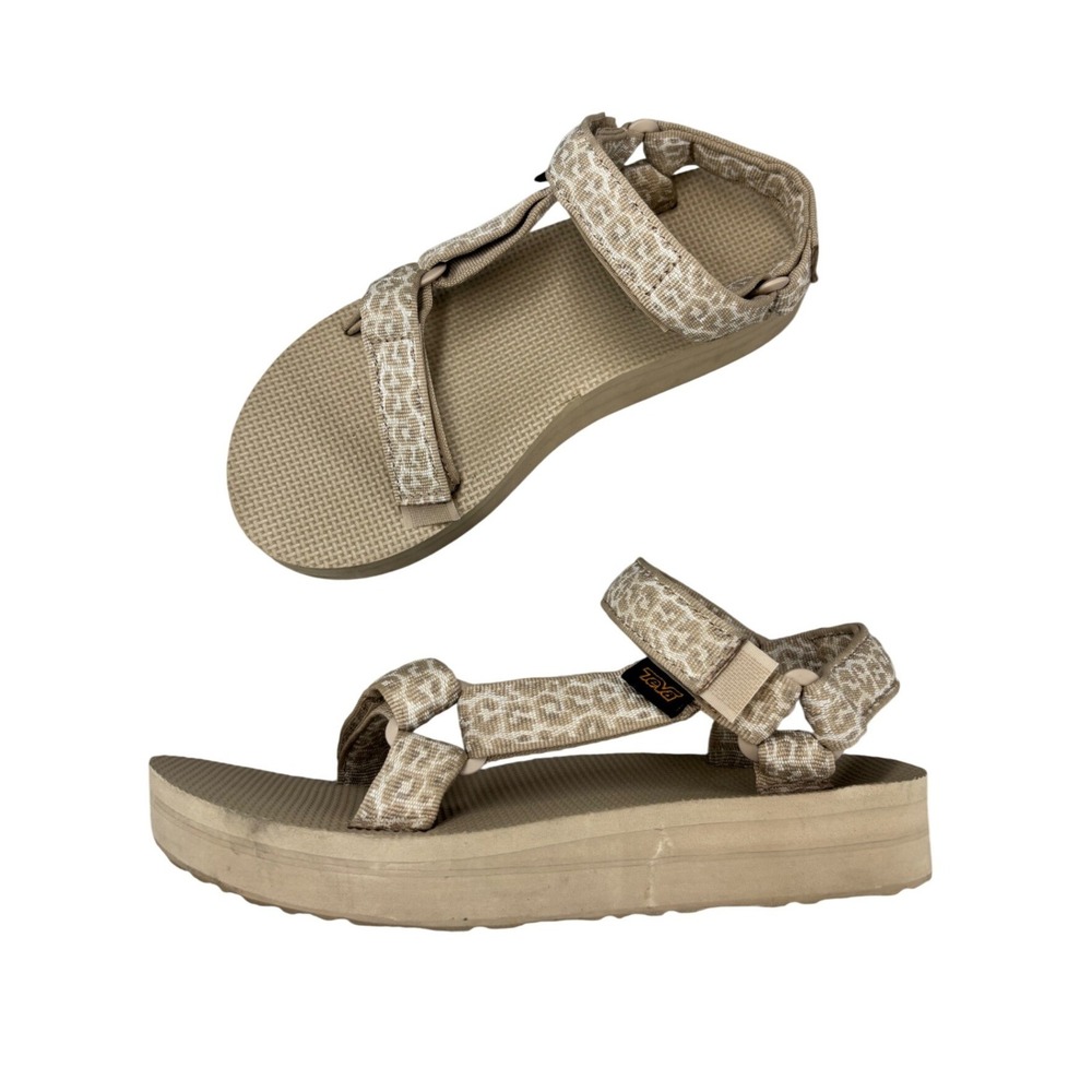 Teva Midform Universal Leopard Print Platform Sandals Tan Beige Gorpcore Women 7